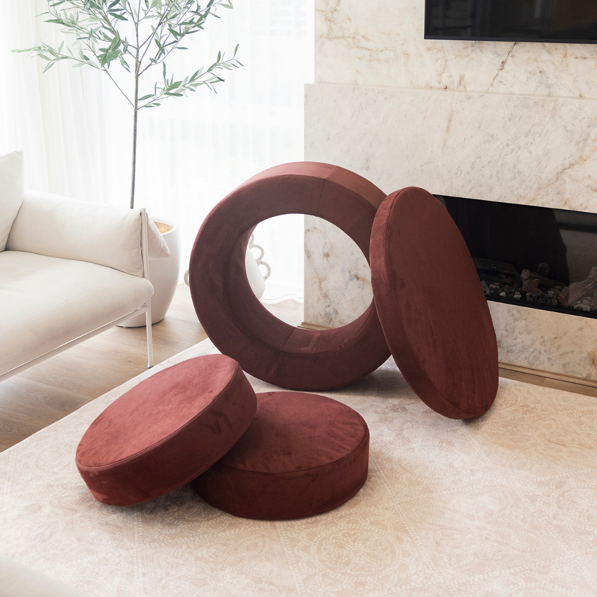 Zenli-O Play Ottoman - Merlot