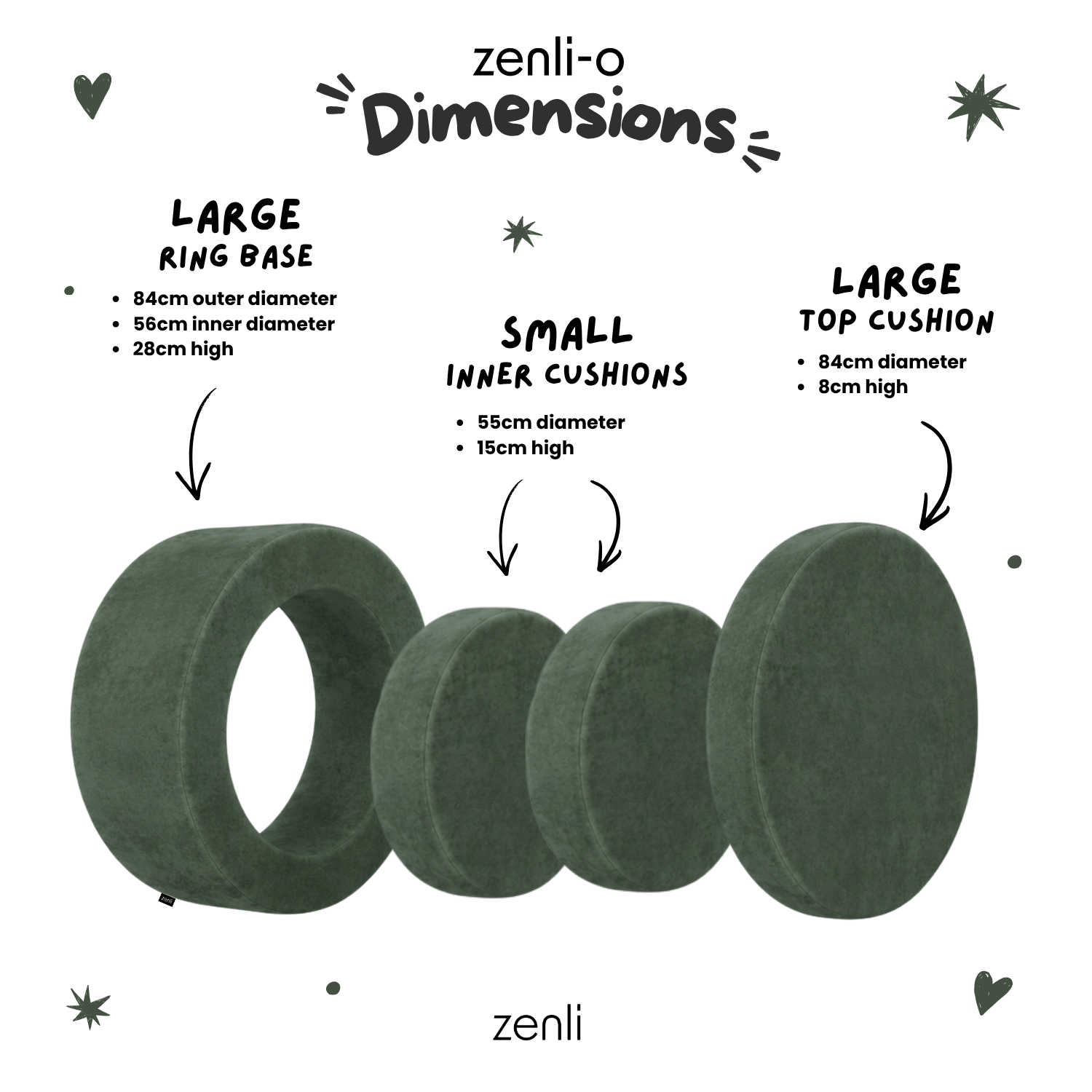 Zenli-O Play Ottoman - Sage