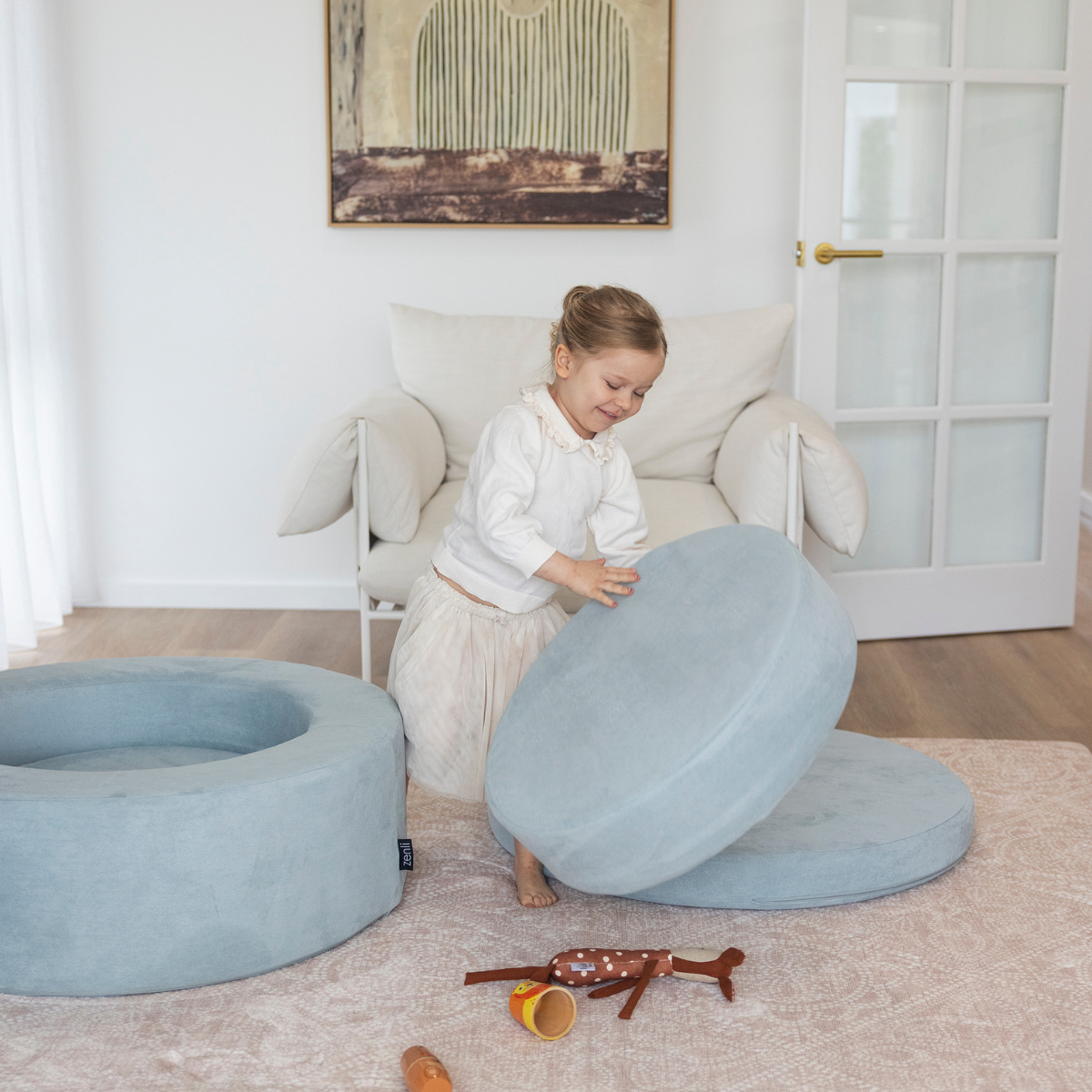 Zenli-O Play Ottoman - Sea Foam Blue