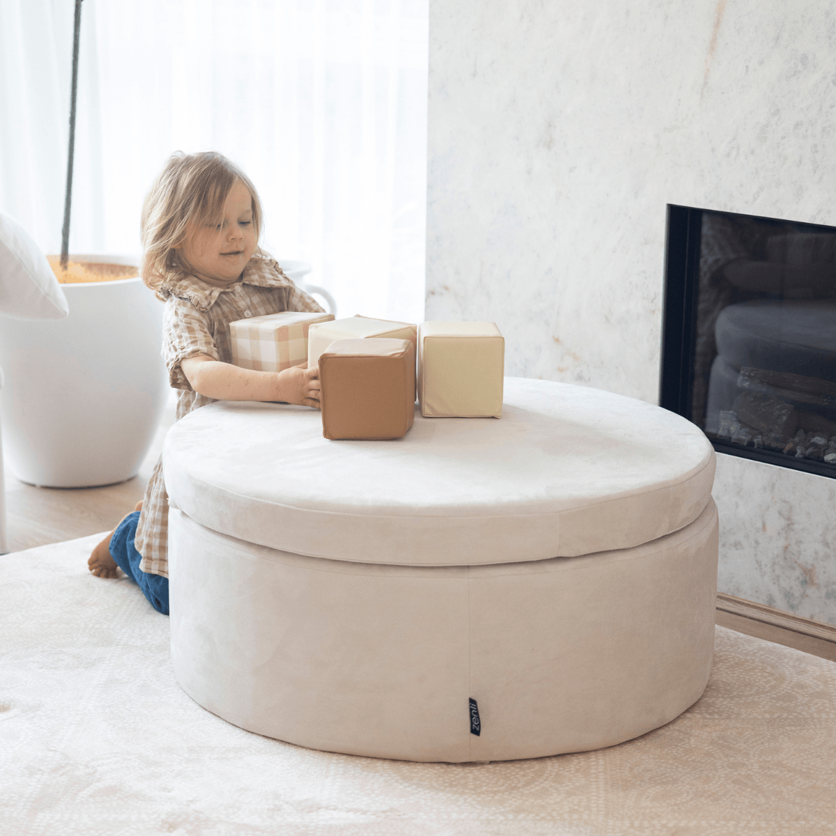 Zenli-O Play Ottoman - Ivory