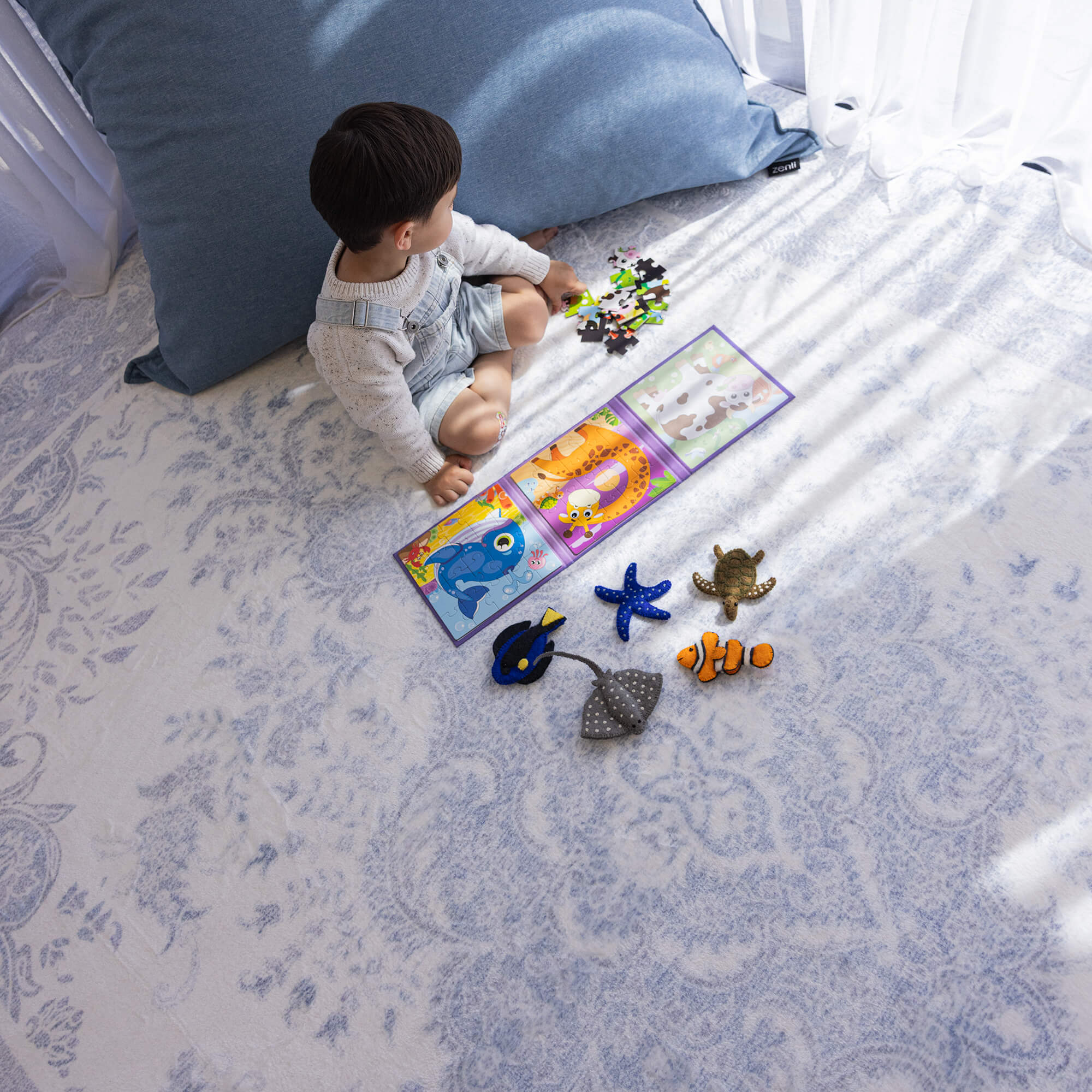 Persian Blue Designer Memory Foam Play Mat