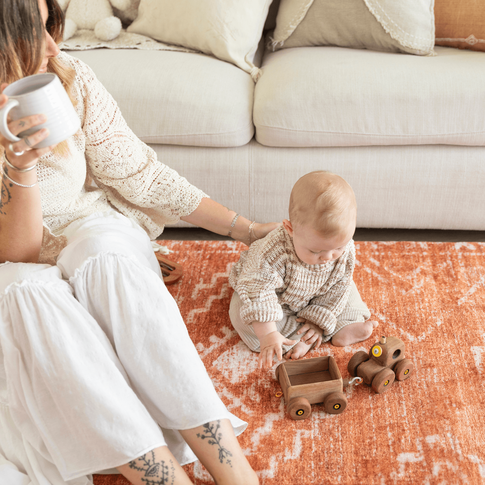 Terracotta Tribal Designer Memory Foam Play Mat