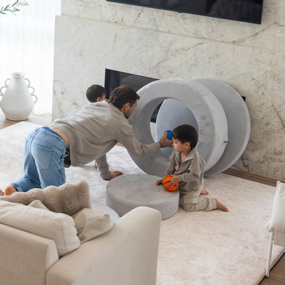 Zenli-O Play Ottoman - Dove Grey