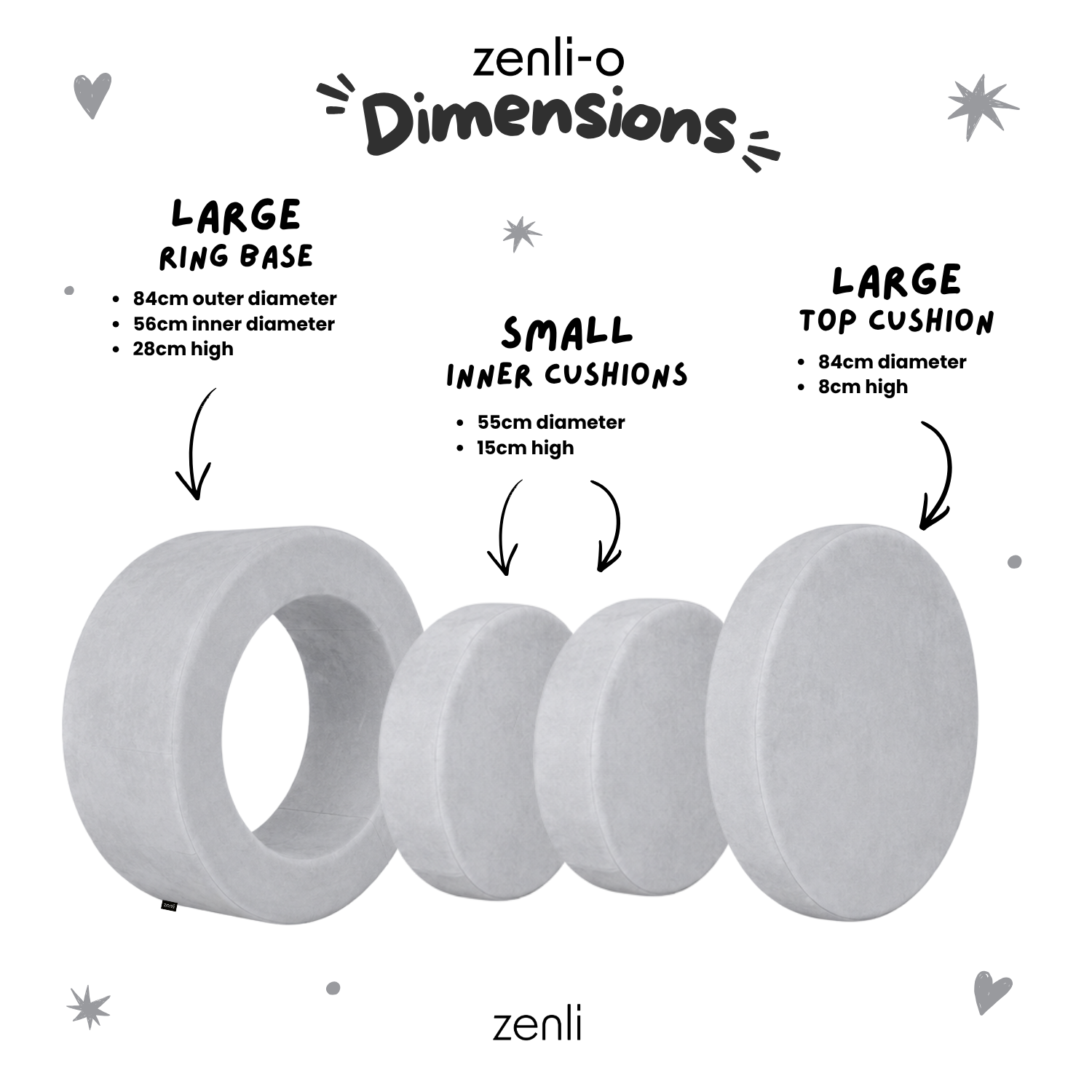 Zenli-O Play Ottoman - Dove Grey