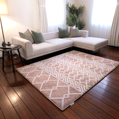 Beige Chevron Designer Memory Foam Play Mat