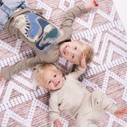 Beige Chevron Designer Memory Foam Play Mat